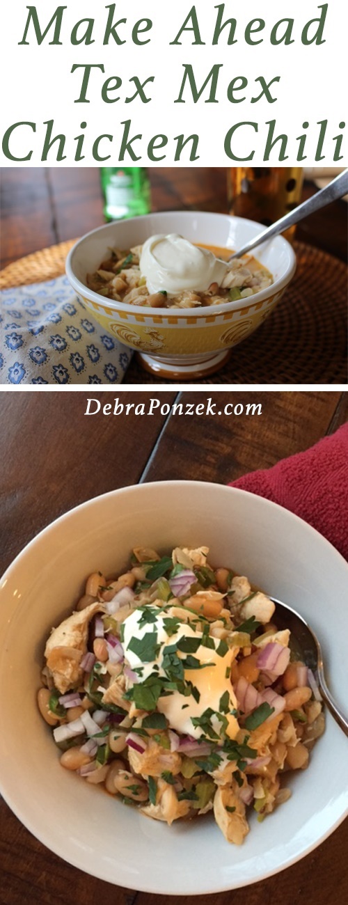 Best of all, how the smoky flavors of the chipotles mingle with the chicken and white beans as they’re balanced by the shredded cheddar and seductively cooled by the sour cream in this Tex-Mex Chicken Chili recipe.