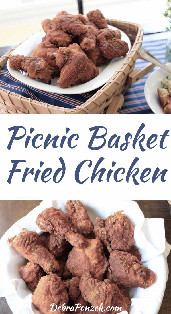 This easy picnic basket fried chicken is perfect for a picnic and makes a great display for any meal.